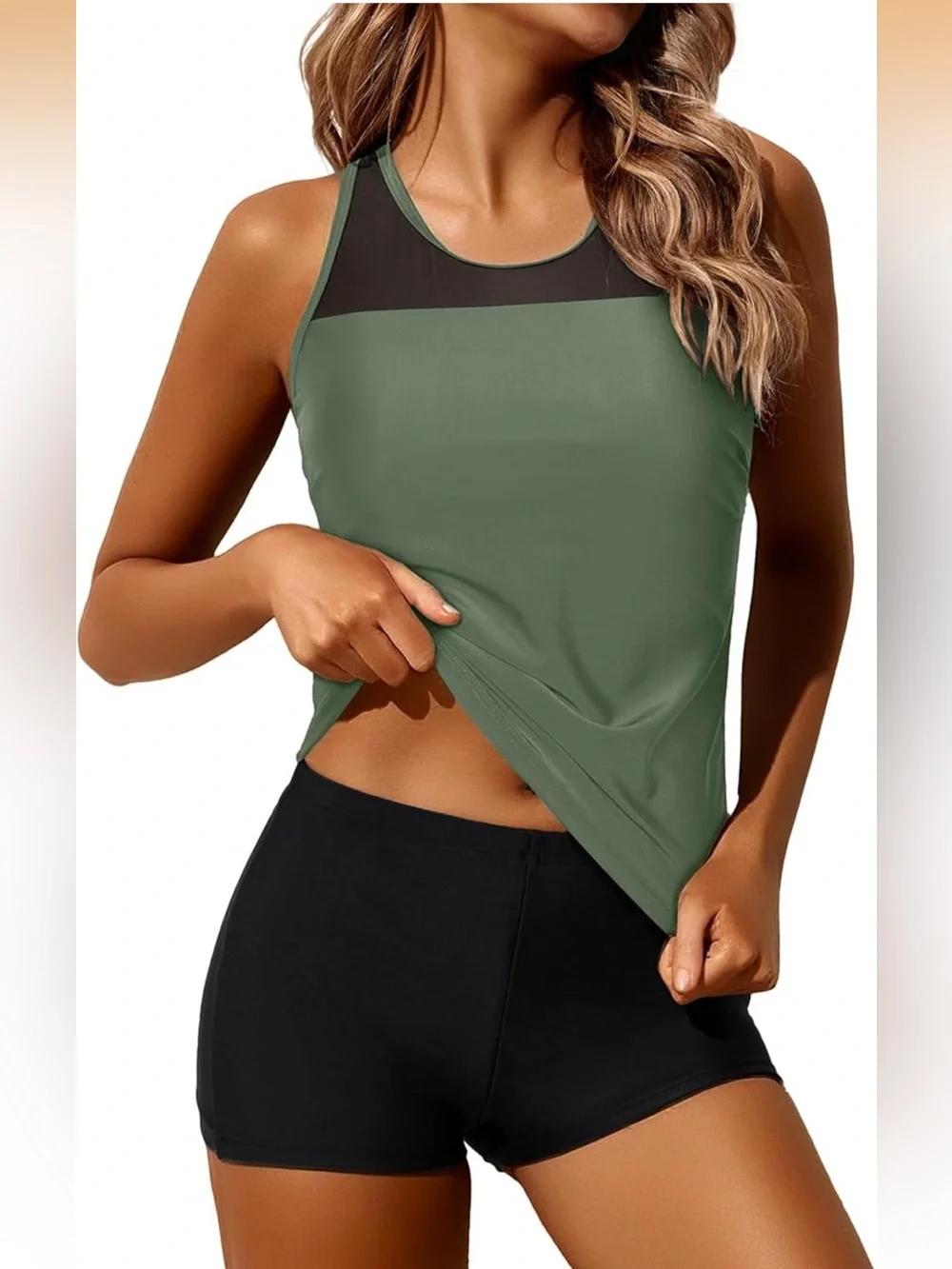 Athletic Tankini With Shorts Racerback Two Piece Sporty M. 2272/crt-3